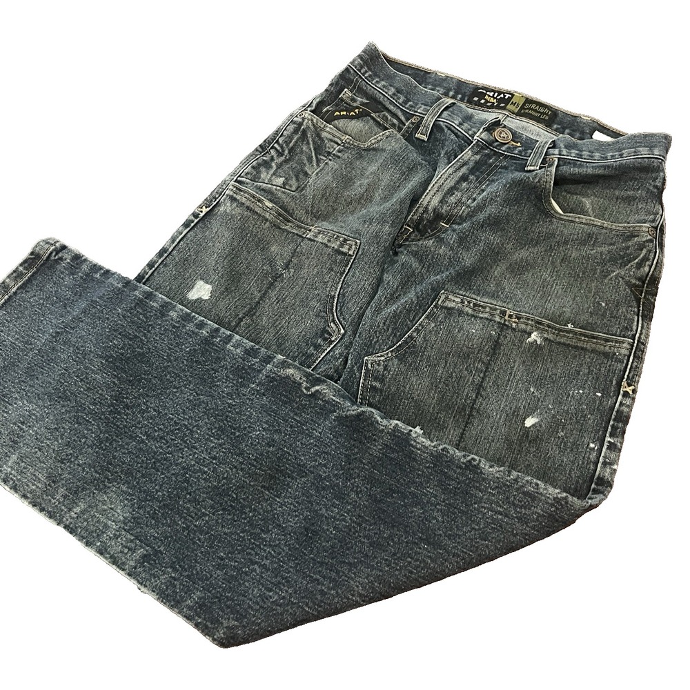Ariat Rebar M5 Double Knee Jeans Mens Tag 29x32 Meas 30x31 Paint Loop Lock Fair